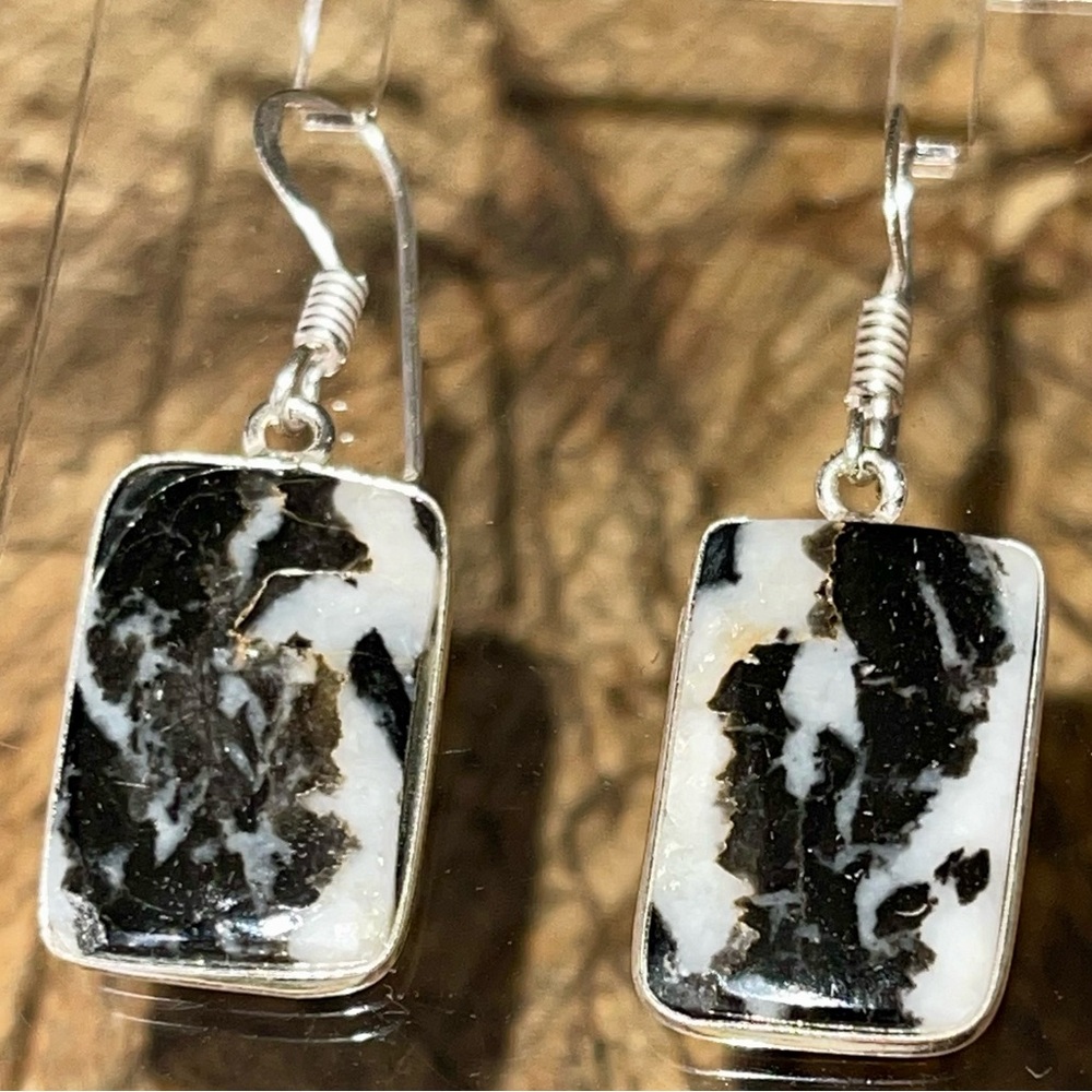 White Buffalo Turquoise Earrings 1 1/2” - Picture 4 of 10